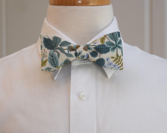 Rifle Paper Co. Bow Tie, Verte cream, aqua, sage green, Floral Leaves, Wedding