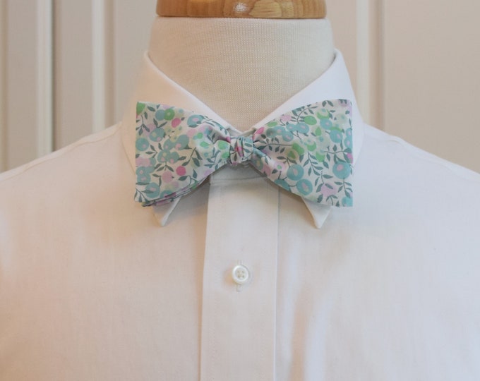 Mens Bow Tie, Liberty of London, pastel aqua/green/lilac Wiltshire bow tie, groomsmen/groom bow tie, wedding bow tie, easter, spring wedding