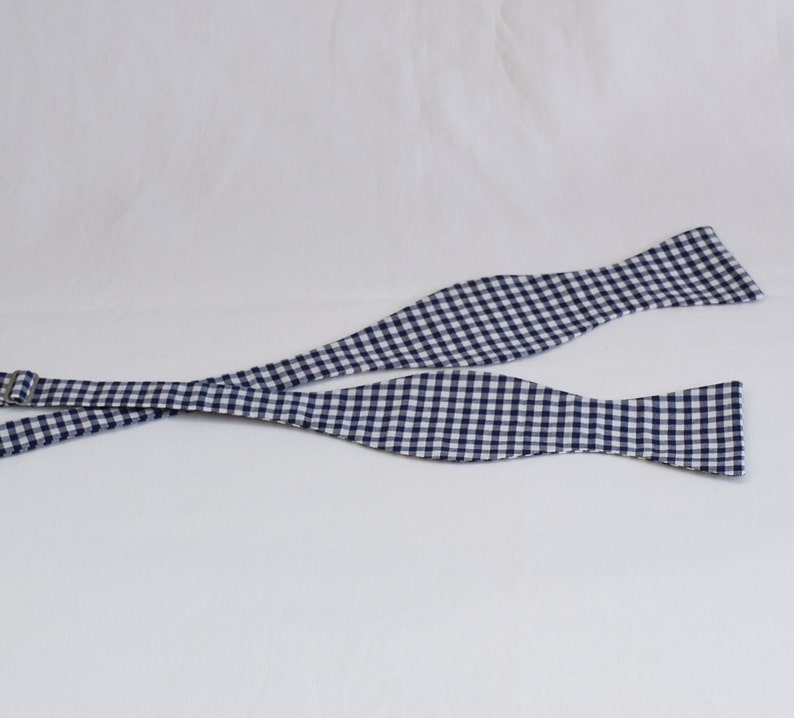 Men's Bow Tie, navy blue & white gingham check, wedding bow tie, groom bow tie, groomsmen gift, traditional bow tie, southern style bow tie image 4