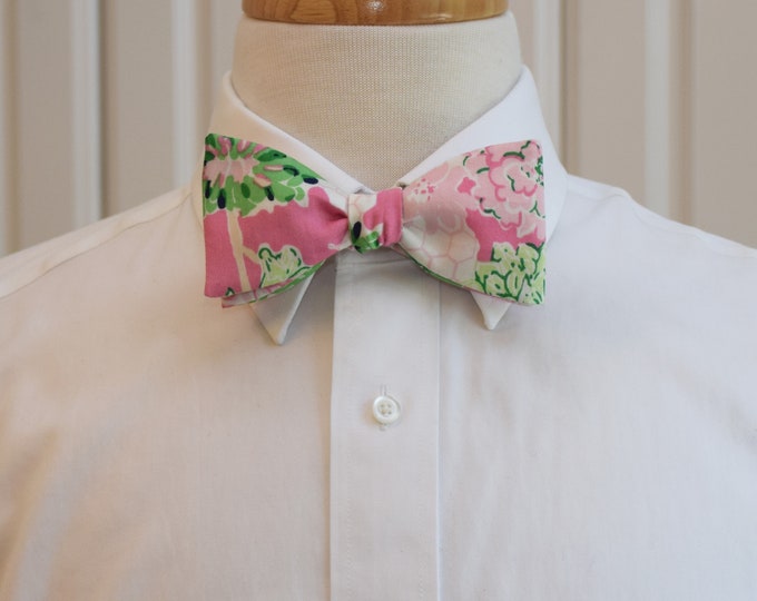 Bow Tie, floral, pinks, greens, chrysanthemum, wedding bow tie, groom/groomsmen gift, Kentucky Derby, bouquet