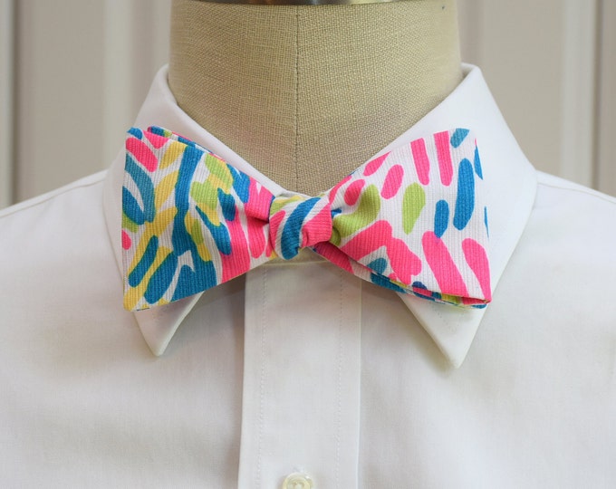 Bow Tie, hot pink, lime, turquoise, abstract, groom/groomsmen bow tie, wedding party, prom/formals bow tie, tuxedo, Kentucky Derby