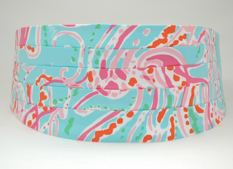 Custom Men/'s Cummerbund tuxedo accessory Lilly menswear groom formal wear wedding accessory USA handmade Lilly fabric match bow tie