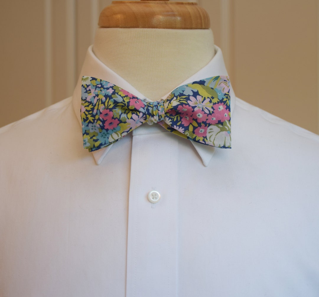 Bow Tie, Liberty of London Pink/sage/blue Floral Thorpe Print Bow Tie