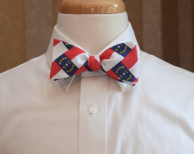 Bow Tie, NC state flag bow tie, red, white and blue bow tie, state flag bow tie, self tie bow tie, wedding bow tie, groomsmen gift