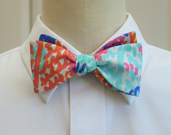 Bow Tie, turquoise/multi color, coral reef print, wedding bow tie, prom/formals bow tie, groom/groomsman bow tie, beach theme, ocean