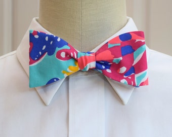 Bow Tie, turquoise, pink, multi color, retro, wedding party bow tie, groom/groomsmen gift, Kentucky Derby, beach, prom/formals, tuxedo