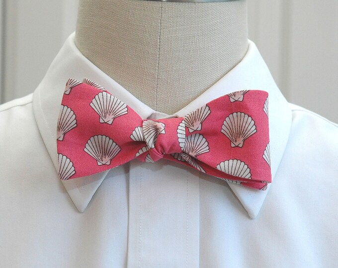 Bow Tie, coral with ivory shells, beach wedding bow tie, groom bow tie, groomsmen gift, Florida bow tie, destination wedding bow tie