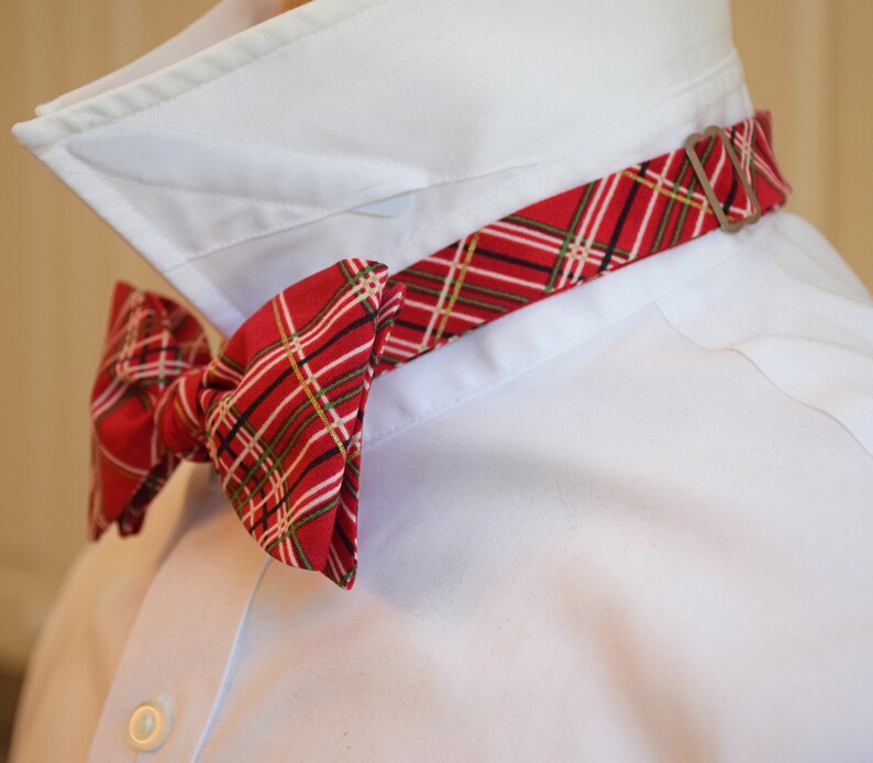 festive redgold plaid bow tie Men/'s Bow Tie men/'s Xmas gift red plaid Christmas bow tie redgold holiday bow tie New Years Eve bow tie