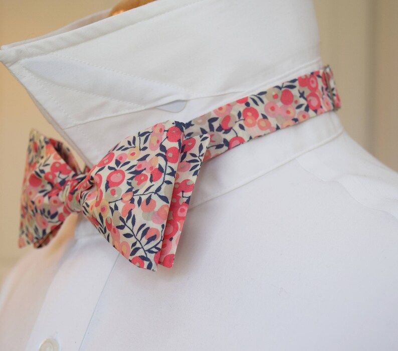 Men's Bow Tie Liberty of London Coral/blush/ivory/navy Etsy