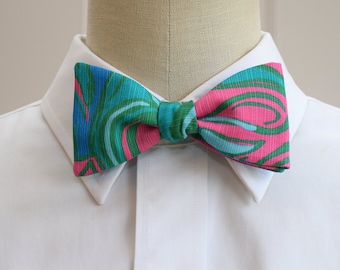 Teal & Hot Pink Bow Tie: Cobalt Blue Accents, Groom/Groomsmen