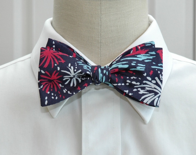 Bow Tie, navy blue, hot pink, white, aqua bow tie, 4th July, Independence Day bow tie, patriotic bow tie, boat, fireworks, celebration