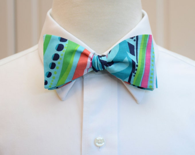 Bow Tie, blue, green, pink bow tie, Kentucky Derby bow tie, groom/groomsman bow tie, wedding bow tie, prom/formals bow tie, abstract