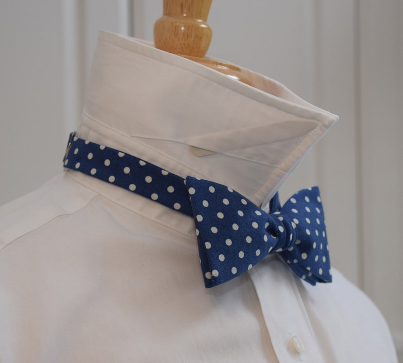 Bow Tie, classic navy blue and white polka dots, Winston Churchill bow tie, wedding bow tie, groom bow tie, traditional navy bow tie image 5