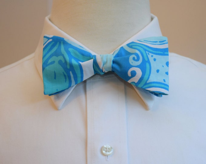 Bow Tie, blue, aqua, turquoise, abstract, wedding bow tie, groom/groomsmen bow tie, Kentucky Derby, prom/formal bow tie, tux accessory