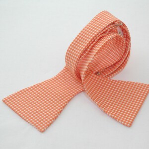 Bow Tie, orange mini gingham bow tie, wedding bow tie, groom bow tie, groomsmen gift, traditional bow tie, orange bow tie, prom bowtie image 2