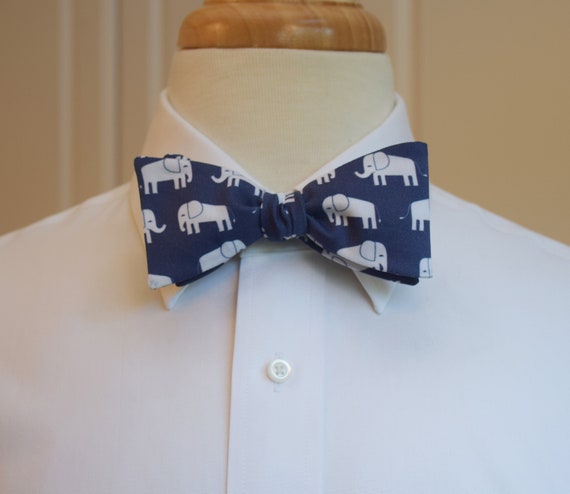 Qujki Blue Ctue Elephant Suspenders Bowtie Set-Adjustable Length