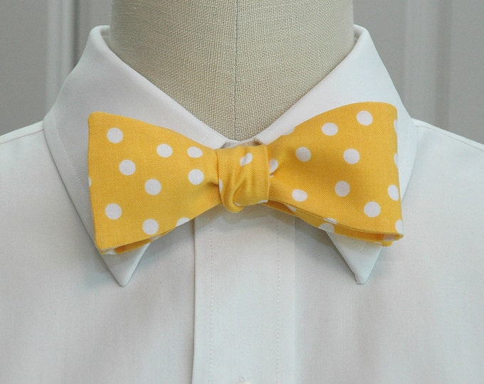 Bow Tie, mango sorbet with white polka dots bow tie, yellow bow tie, wedding bow tie, groom bow tie, groomsmen gift, prom bow tie,