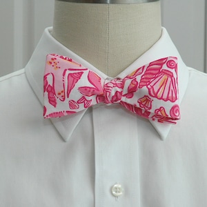 Pink Ocean Print Bow Tie: Beach Wedding, Groom/Groomsmen