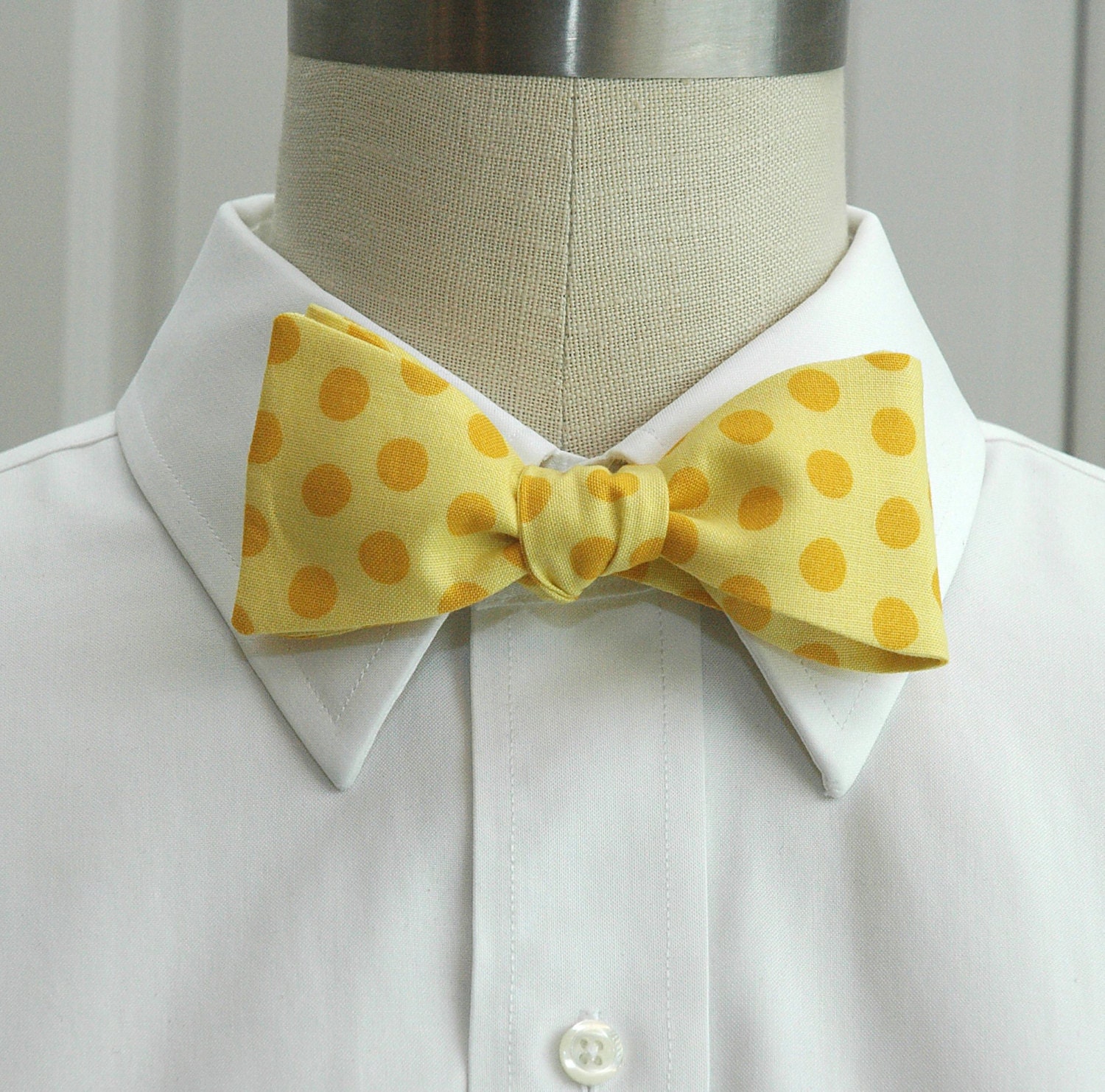 Bow Tie, yellow with gold polka dots, sunshine bright yellow bow tie ...