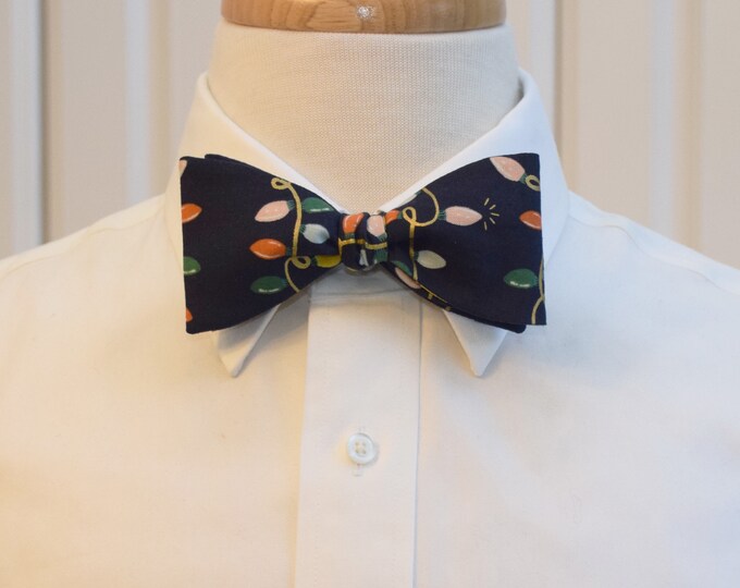 Bow Tie, Rifle Paper Co. navy blue, holiday lights, Christmas, gold metallic, holiday bowtie