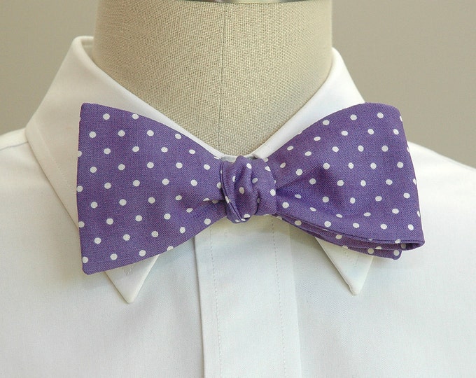 Bow Tie, violet bow tie, polka dot bow tie, grooms bow tie, prom bow tie, spotted bow tie, wedding party bow tie, lavender bow tie