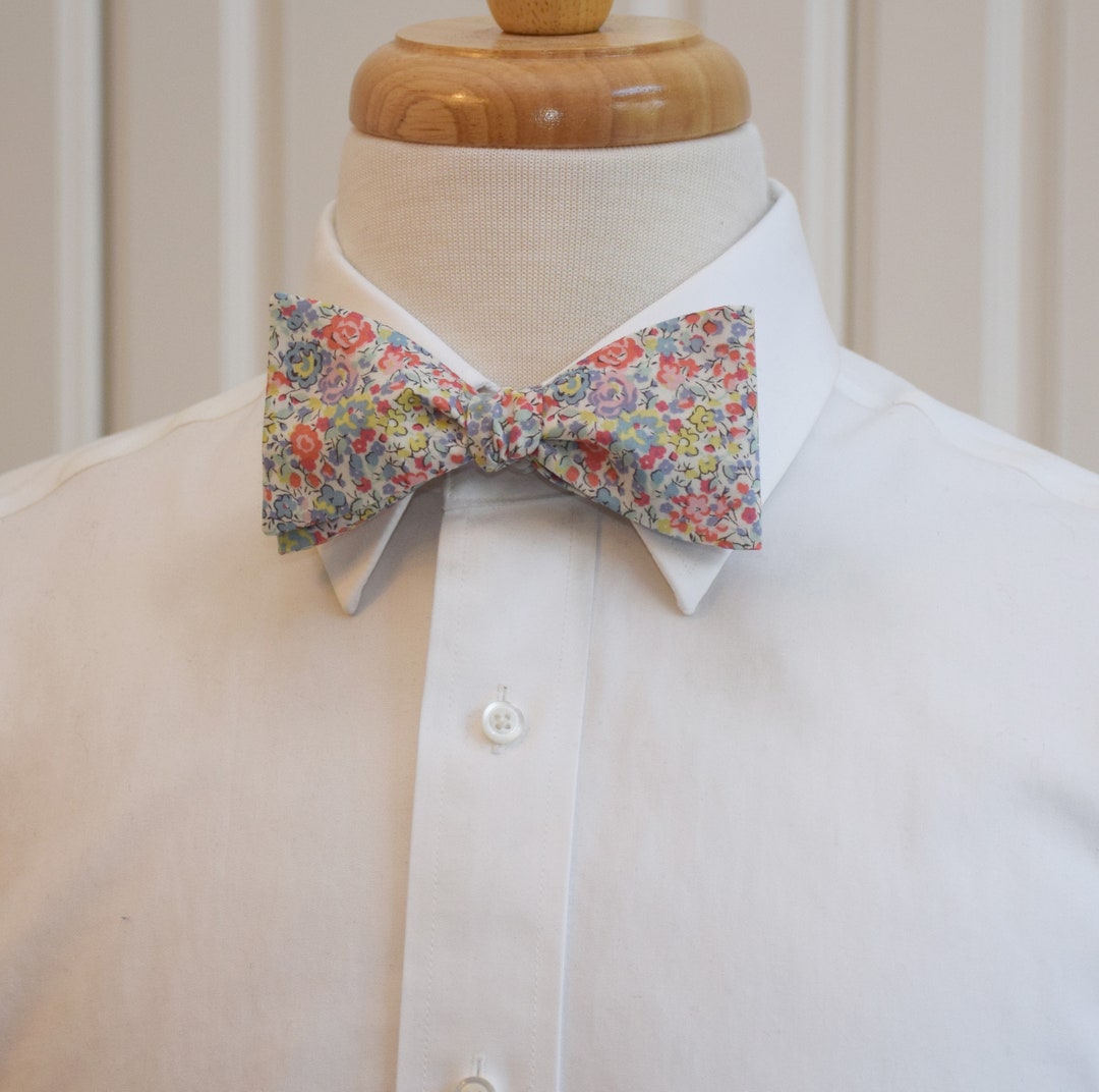 Bow Tie, Liberty of London Coral/pastels/blue/ivory Floral Emma & Print, Groomsmen