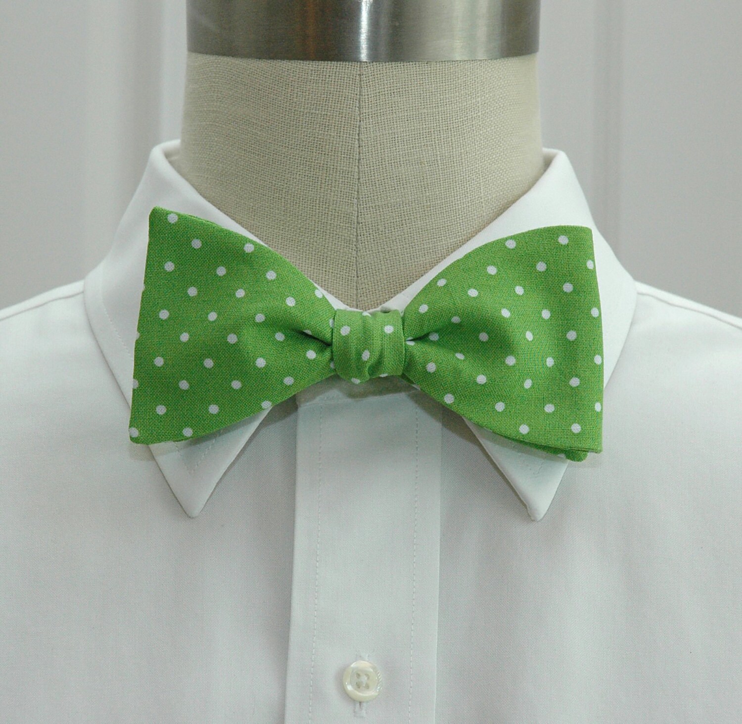 Bow Tie, kiwi green with white pin dots bow tie, bright green bow tie ...