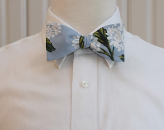 Bow Tie, Rifle Paper Co. Meadow hydrangea blue/ivory floral bow tie, wedding party, groom/groomsmen bow tie, tux accessory