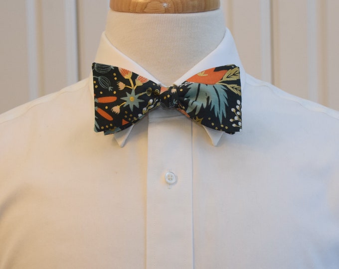 Bow Tie, Rifle Paper Co. Poinsettia bow tie, gold metallic, red, green, holiday, Christmas bowtie