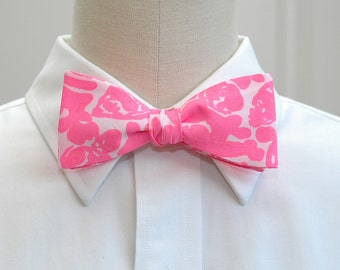 Bow Tie, hot pink, shells, wedding bow tie, groom bow tie, groomsmen gift, Kentucky Derby, prom/formals bow tie, neon pink, preppy