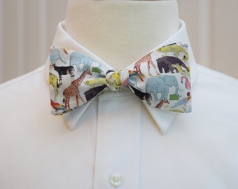Liberty London Bow Tie: Queue for the Zoo Animal Print, Self-Tie