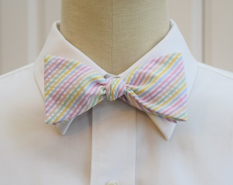 Pastel Seersucker Bow Tie:  Wedding Groomswear