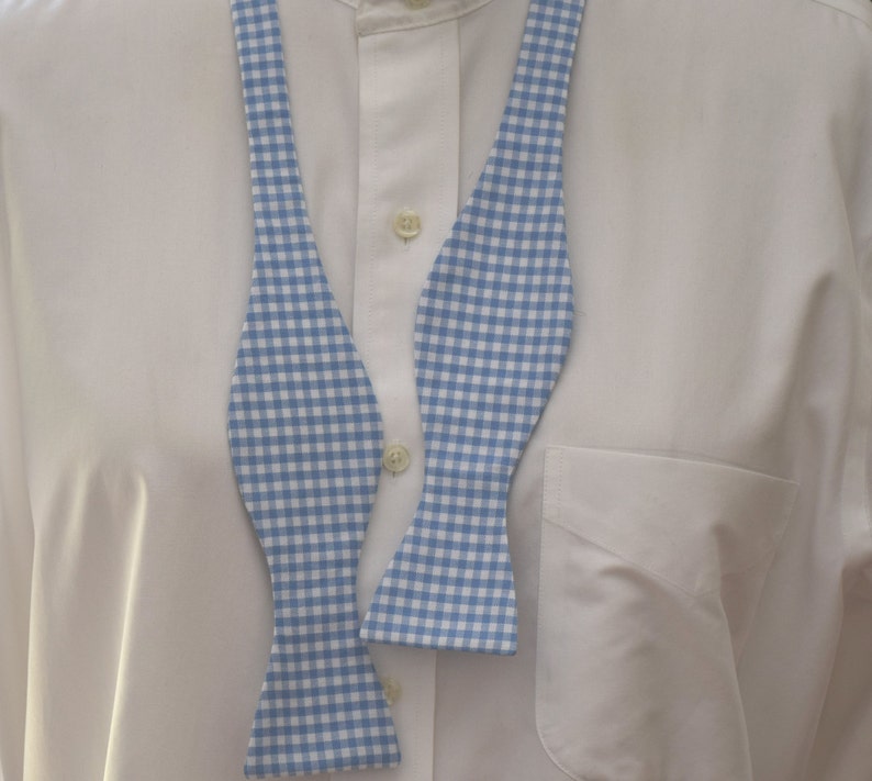 traditional bow tie Men/'s Bow Tie groomsmen gift checked bow tie groom bow tie blue bow tie wedding bow tie blue and white gingham