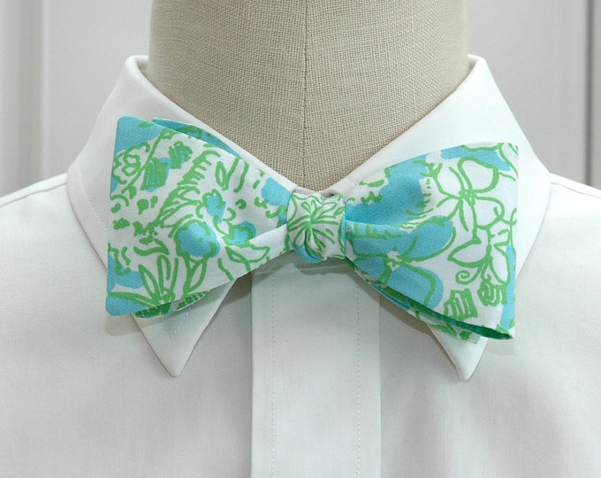 Bow Tie, aqua, green, white, animals, jungle, zoo, groomsmen, wedding, groom bow tie, prom/formals bow tie, tuxedo accessory, abstract