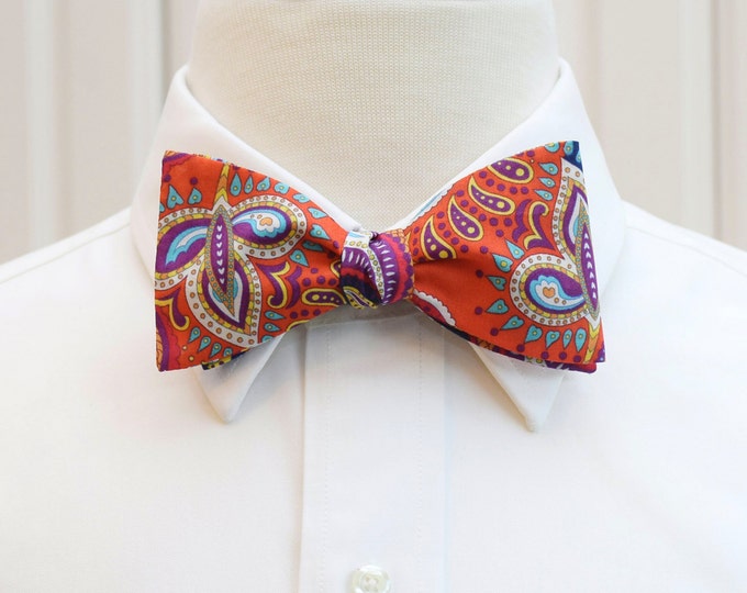 Bow Tie, orange and navy paisley, Liberty of London Eastern Journey design, groomsmen's gift, wedding bow tie, groom bow tie, prom tie