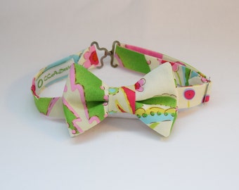 Boy's Pre-Tied Bow Tie: Multi Color Ivory Print Wedding Accessory
