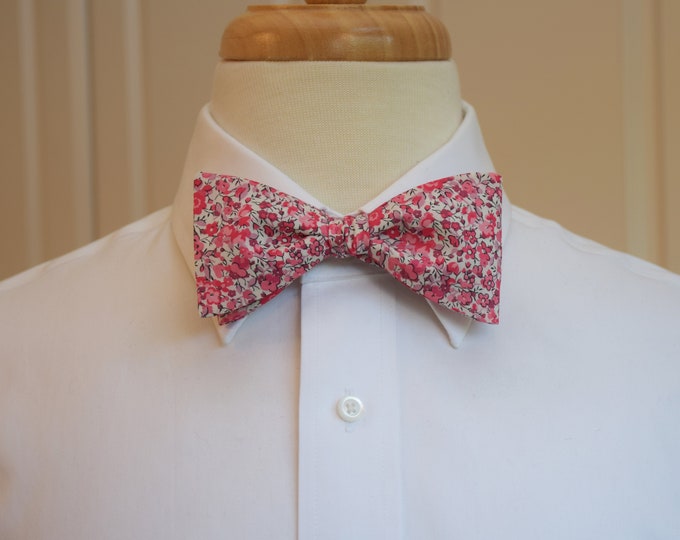 Bow Tie, Liberty of London pinks/ivory floral Emma & Georgina print bow tie, groom/groomsmen/wedding bow tie, tux accessory