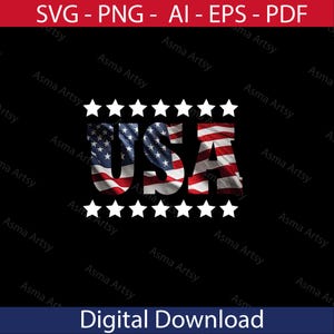 USA Flag Text PNG: 4th of July Sublimation Design (Digital Download)