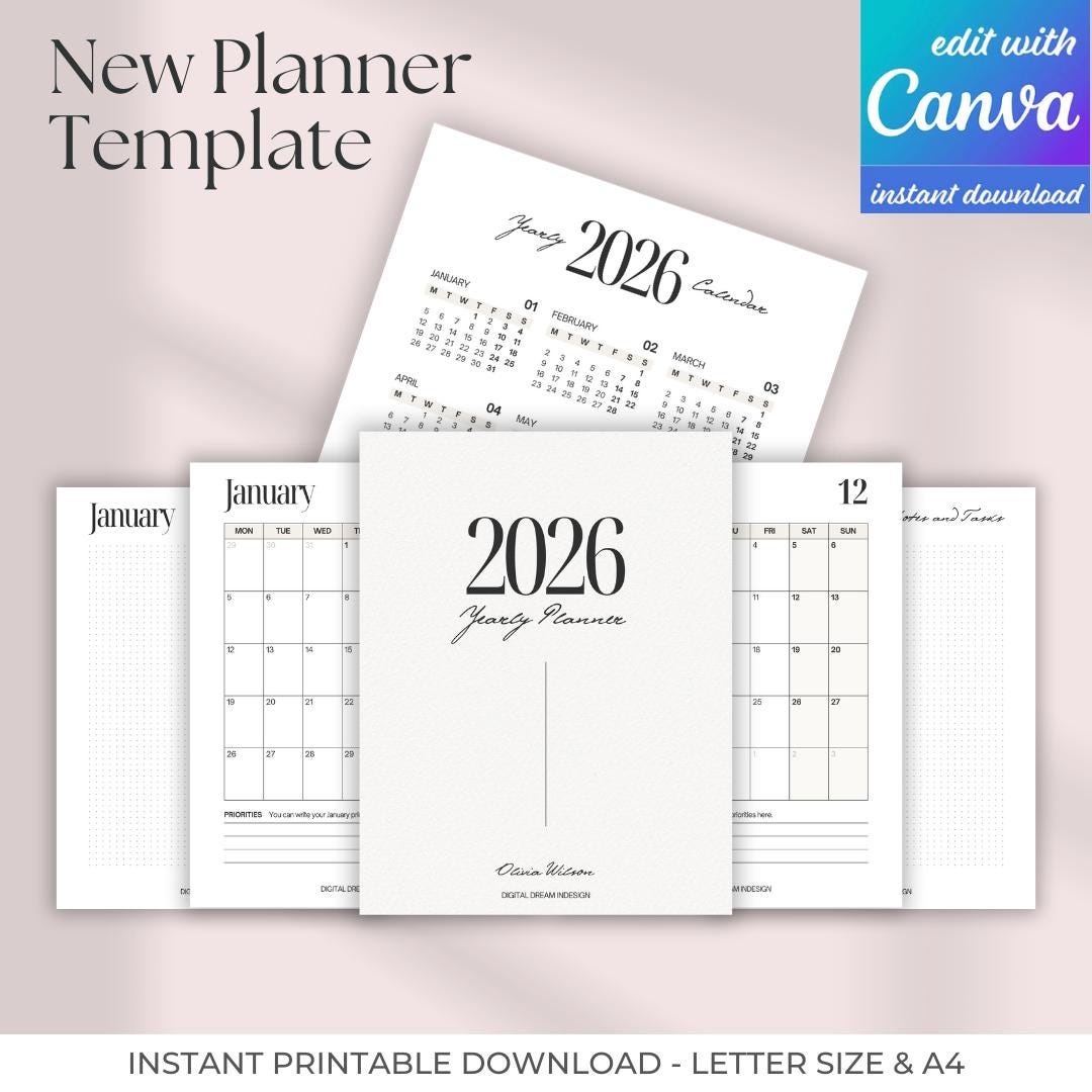2026 Digital Planner Template | Editable Canva Planner | MRR PLR ...
