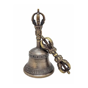 7 Inch, Dehradun Bell and Dorje Vajra, Bronze, High Quality, Full