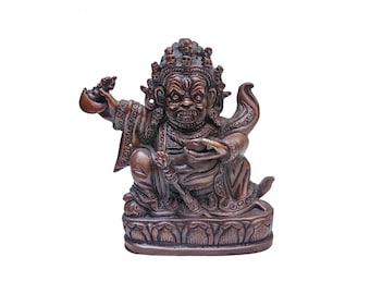 5-Inch Mahakala Panjaranatha, Mahakala 2 Arms, Buddhist Statue, Chocolate Oxidized