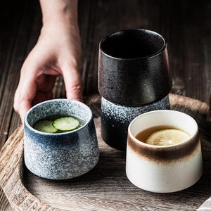 Handmade Ceramic Tea Cups – Set of 4 or Single Cup - matcha mug, rustic potter coffee/tea cup, 200ml, Gift for Tea Lovers
