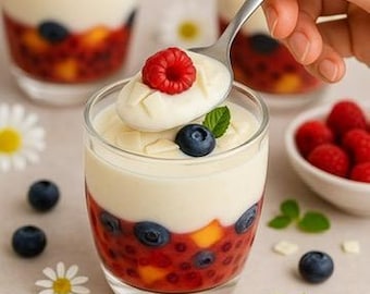 Receta de yogur de chocolate blanco y frutos rojos (Descargar)