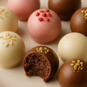 La mejor receta de bolitas de pastel cubiertas con tres chocolates