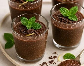 Receta de pudín de chía con menta y chocolate negro (Descargar)