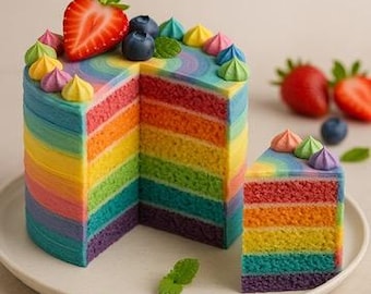 Receta de pastel de capas arcoíris saludable: glaseado de yogur (descargar)