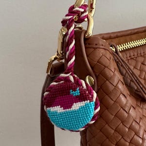 Libby Needlepoint Canvas - Library Needlepoint Canvas, Needlepoint Bag Charm, Painted Needlepoint Canvas, 18 Mesh Needlepoint