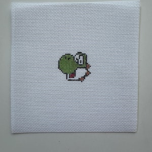 Yoshi Inspired Mini - Painted Needlepoint Canvas, Nintendo Inspired, 18 Mesh