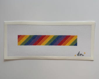 Rainbow Needlepoint Canvas Key Fob