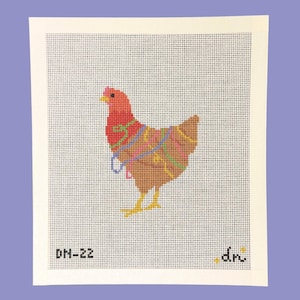 Thread Chicken Needlepoint Canvas: Funny Needlepoint, 18 Mesh